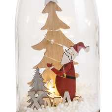 BOTELLA PAPA NOEL CON LUZ VIDRIO 8,30 X 8,30 X 28,50 CM