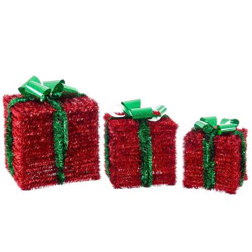 S/3 CAJA CON LAZO ESPUMILLÓN 19,20 X 19,20 X 20 CM