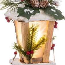 FAROLA CON LUZ MADERA 13 X 13 X 60 CM FAROLA CON LUZ MADERA 13 X 13 X 60 CM