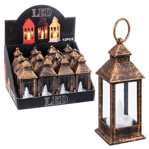 FAROL CON LUZ PLÁSTICO 5,50 X 5,50 X 14 CM