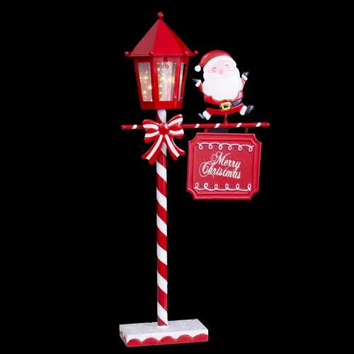 FAROLA CON LUZ PAPA NOEL METAL 30 X 13,50 X 63,50 CM