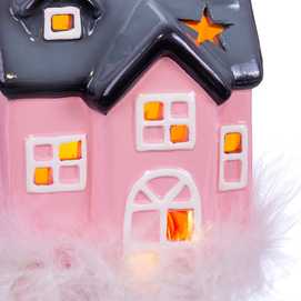 CASA CON LUZ CERÁMICA 11 X 8 X 15 CM