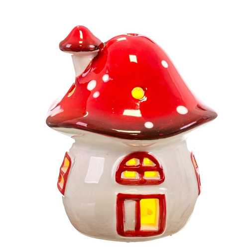 CASA SETA CON LUZ PORCELANA 9 X 9 X 10,50 CM