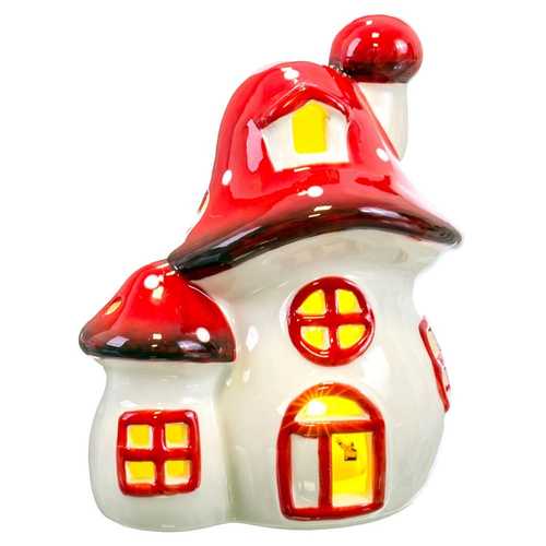 CASA SETA CON LUZ PORCELANA 10,70 X 8 X 12,70 CM