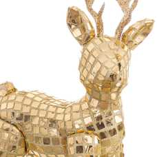 CIERVO CRISTALES POLIÉSTER-FOAM ORO 15 X 7 X 28 CM