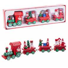 TREN LOCOMOTORA + 3 VAGONES MADERA 25,50 X 7,50 X 3 CM