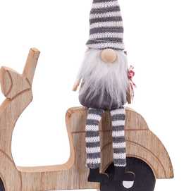 MOTO PAPA NOEL MADERA / TEJIDO 19 X 2 X 19 CM