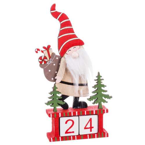 CALENDARIO PAPA NOEL MADERA 8,50 X 8,50 X 18 CM