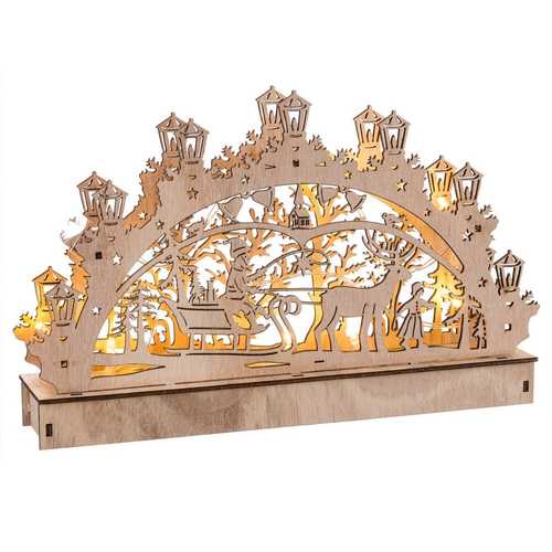 PAISAJE PAPA NOEL CON LUZ MADERA 29 X 5,50 X 28,50 CM