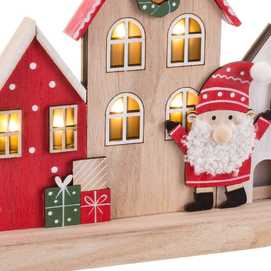 PEANA CASAS CON LUZ MADERA 24 X 6 X 21 CM