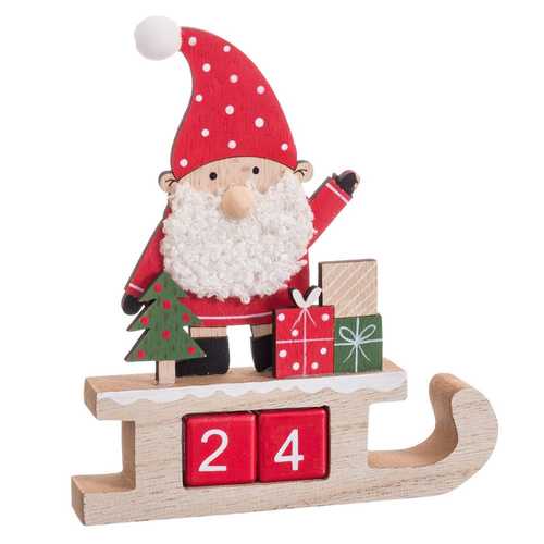 CALENDARIO PAPA NOEL MADERA 15 X 2,50 X 17 CM