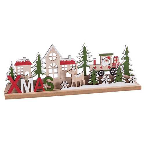 PEANA PAPA NOEL TREN MADERA 30 X 11 CM
