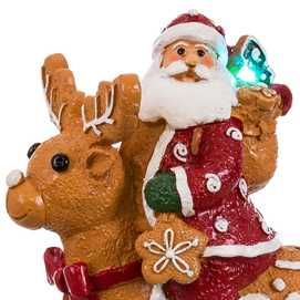 PAPA NOEL RENO CON LUZ RESINA 14,70 X 5,70 X 19,50 CM