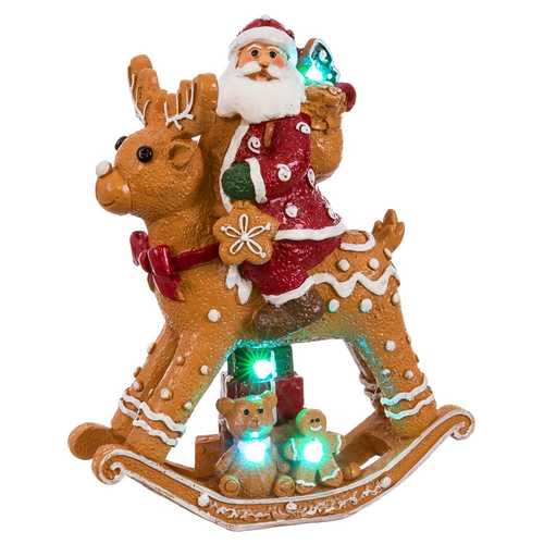 PAPA NOEL RENO CON LUZ RESINA 14,70 X 5,70 X 19,50 CM