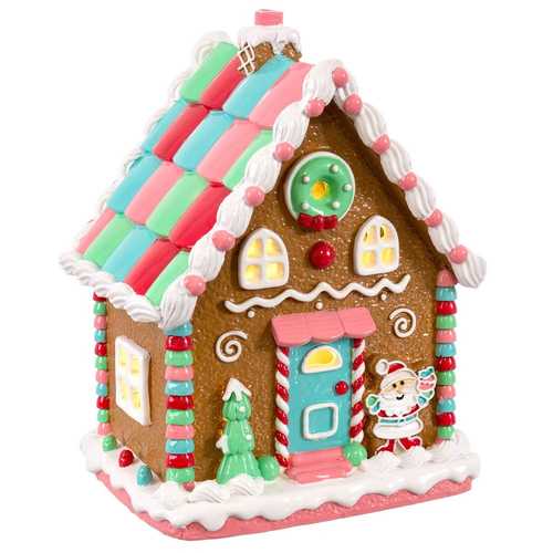 CASA CON LUZ RESINA 19,50 X 15,50 X 25 CM