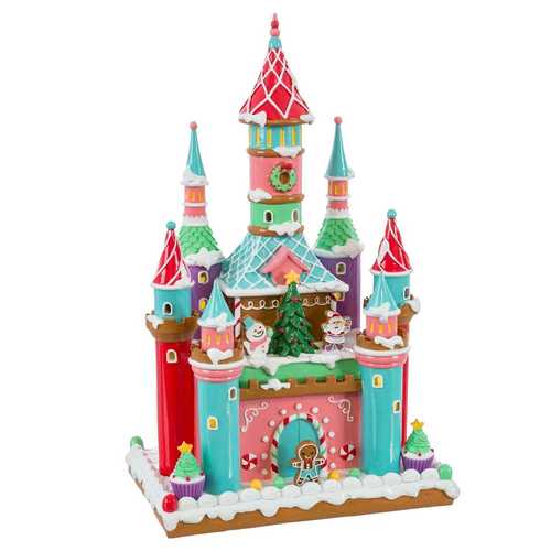 CASTILLO CON LUZ RESINA 26,50 X 17,50 X 42 CM