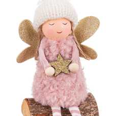 FIGURA ÁNGEL TRONCO MADERA / TEJIDO ROSA 7 X 4 X 12 CM FIGURA ÁNGEL TRONCO MADERA / TEJIDO ROSA 7 X 4 X 12 CM