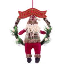 CORONA PAPA NOEL TEJIDO 35 CM CORONA PAPA NOEL TEJIDO 35 CM