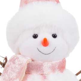 MUÑECO NIEVE POLIESTER ROSA 5 X 5 X 15 CM