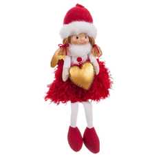 ÁNGEL SENTADO POLIESTER ROJO 18 X 12 X 41 CM