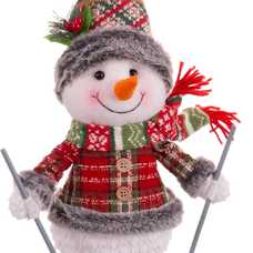 MUÑECO NIEVE ESQUÍS POLIESTER 21 X 19 X 46 CM