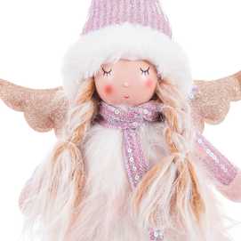 ÁNGEL DE PIE POLIÉSTER-CEMENTO ROSA 21 X 10 X 48 CM