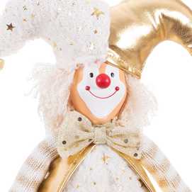 PAYASO DE PIE POLIESTER BLANCO-ORO 17 X 11 X 39 CM