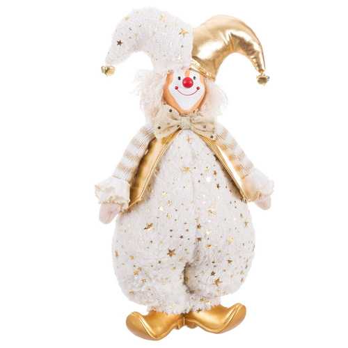PAYASO DE PIE POLIESTER BLANCO-ORO 17 X 11 X 39 CM