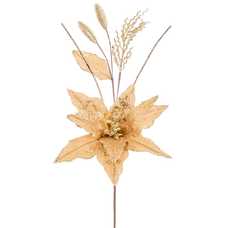 RAMA POINSETTIA TEJIDO ORO 18 CM