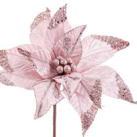 FLOR ''POINSETTIA'' TELA ORO ROSA 29 X 50 CM