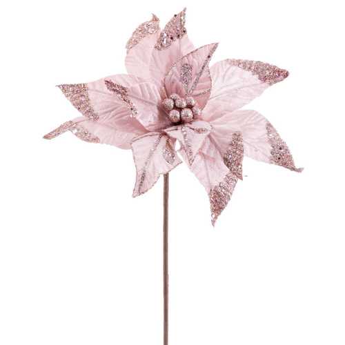 FLOR ''POINSETTIA'' TELA ORO ROSA 29 X 50 CM