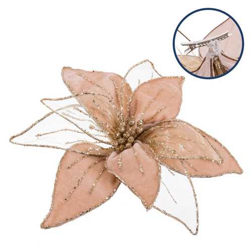 POINSETTIA CON CLIP POLIESTER BEIGE 20 X 3 X 20 CM