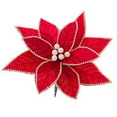 POINSETTIA CON CLIP POLIESTER ROJO 29 X 29 CM