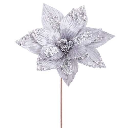 POINSETTIA POLIESTER PLATA 30 X 30 X 40 CM