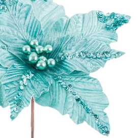 POINSETTIA POLIESTER TURQUESA 32 X 32 X 40 CM