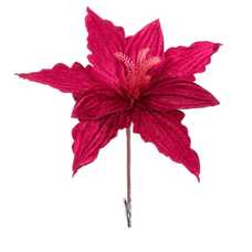 POINSETTIA CON CLIP POLIESTER BORGOÑA 28 X 28 CM