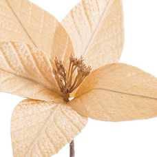 PICK POINSETTIA CON CLIP POLIESTER ORO 24 X 24 X 10 CM