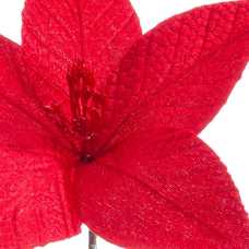 PICK POINSETTIA CON CLIP POLIESTER ROJO 24 X 24 X 10 CM