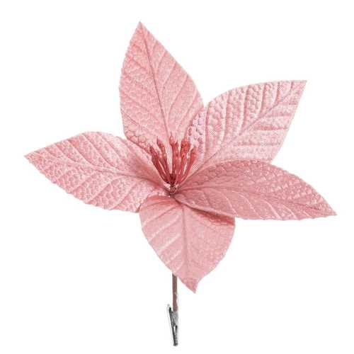 PICK POINSETTIA CON CLIP POLIESTER 24 X 24 X 10 CM