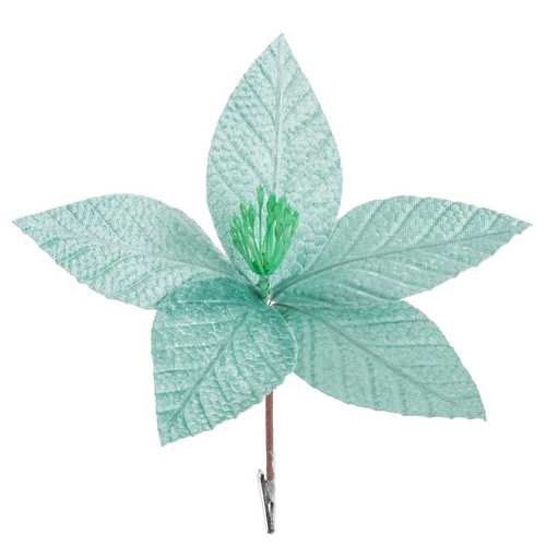 PICK POINSETTIA CON CLIP POLIESTER 24 X 24 X 10 CM