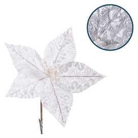 PICK POINSETTIA CON CLIP POLIESTER 24 X 24 X 10 CM