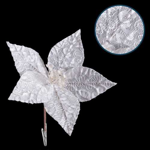 PICK POINSETTIA CON CLIP POLIESTER 24 X 24 X 10 CM