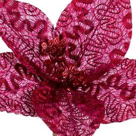 PICK POINSETTIA CON CLIP POLIESTER 24 X 24 X 10 CM