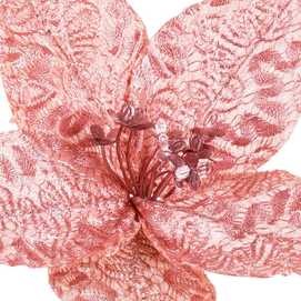 PICK POINSETTIA CON CLIP POLIESTER 24 X 24 X 10 CM