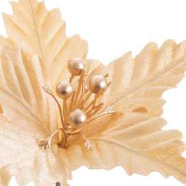 PICK POINSETTIA CON CLIP PLÁSTICO ORO 25 X 25 X 13 CM