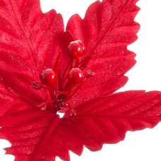 PICK POINSETTIA CON CLIP PLÁSTICO ROJO 25 X 25 X 13 CM