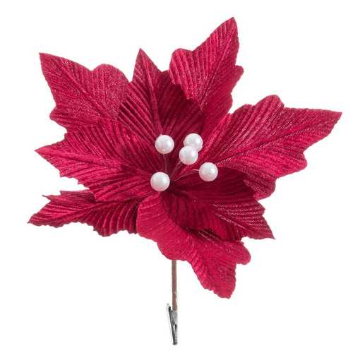 PICK POINSETTIA CON CLIP POLIESTER