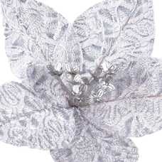 POINSETTIA POLIESTER PLATA 23 X 23 X 29 CM