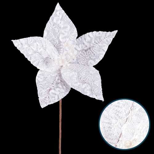POINSETTIA POLIESTER BLANCO 23 X 23 X 29 CM
