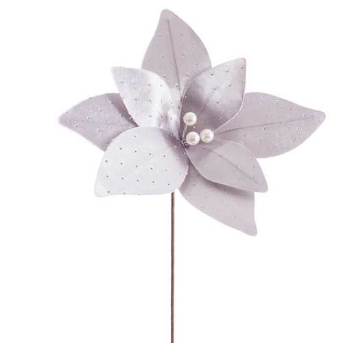 POINSETTIA POLIESTER PLATA 30 X 30 X 29 CM